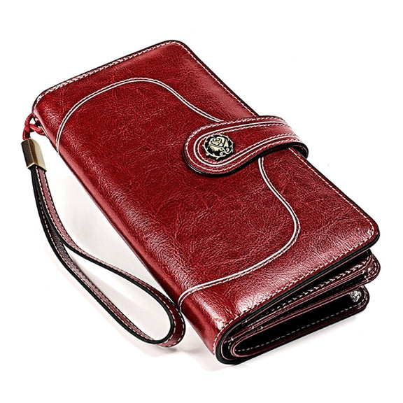 3555 Large Capacity Long Multi-function Anti-magnetic RFID Wallet Clutch for Ladies with Card Slots (Red)