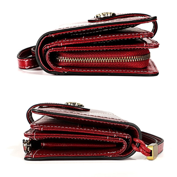3555 Large Capacity Long Multi-function Anti-magnetic RFID Wallet Clutch for Ladies with Card Slots (Red)