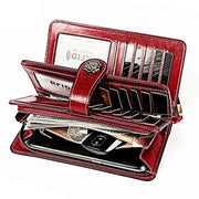 3555 Large Capacity Long Multi-function Anti-magnetic RFID Wallet Clutch for Ladies with Card Slots (Red)