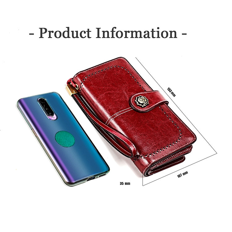 3555 Large Capacity Long Multi-function Anti-magnetic RFID Wallet Clutch for Ladies with Card Slots (Red)