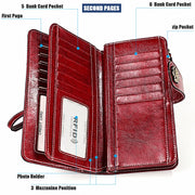 3555 Large Capacity Long Multi-function Anti-magnetic RFID Wallet Clutch for Ladies with Card Slots (Red)