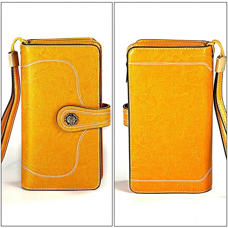 3555 Large Capacity Long Multi-function Anti-magnetic RFID Wallet Clutch for Ladies with Card Slots (Yellow)