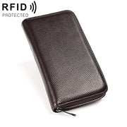 KB196 Top-grain Leather Large Capacity Multi-function 36-Bit Anti-magnetic RFID Organ Card Package Wallet(Coffee)