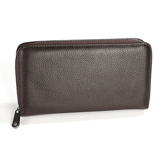 KB196 Top-grain Leather Large Capacity Multi-function 36-Bit Anti-magnetic RFID Organ Card Package Wallet(Coffee)