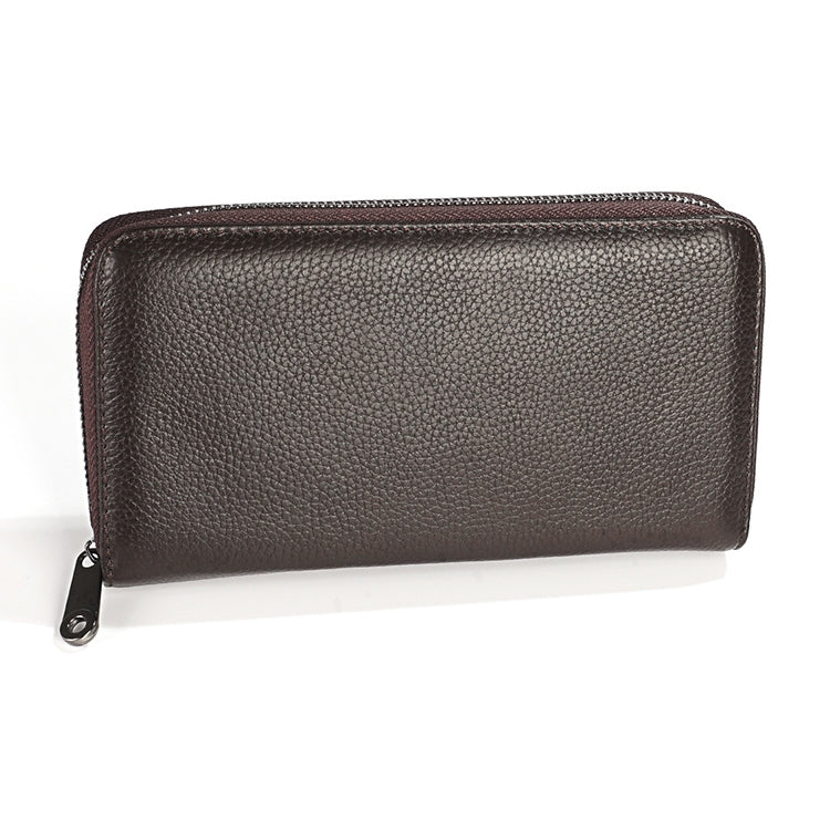 KB196 Top-grain Leather Large Capacity Multi-function 36-Bit Anti-magnetic RFID Organ Card Package Wallet(Coffee)