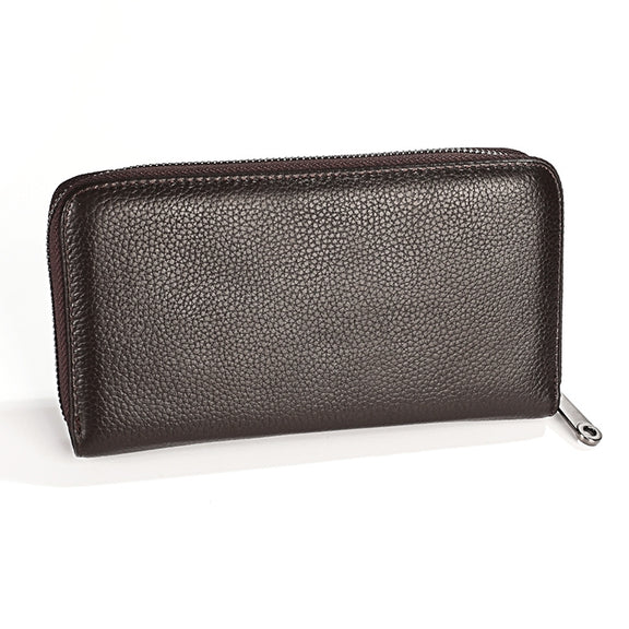 KB196 Top-grain Leather Large Capacity Multi-function 36-Bit Anti-magnetic RFID Organ Card Package Wallet(Coffee)