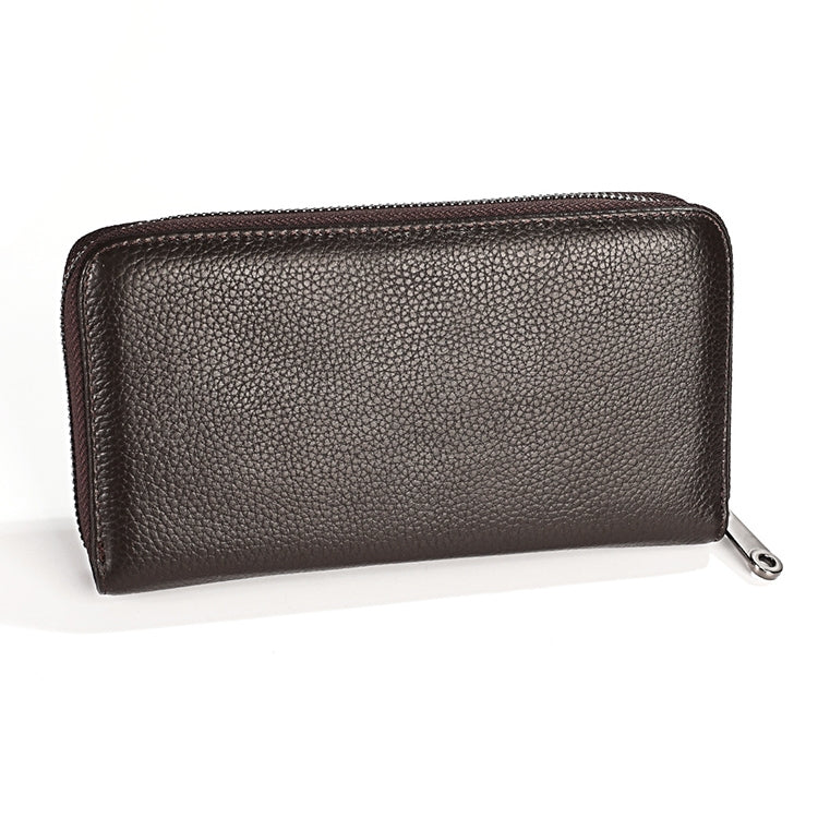 KB196 Top-grain Leather Large Capacity Multi-function 36-Bit Anti-magnetic RFID Organ Card Package Wallet(Coffee)