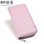 KB196 Top-grain Leather Large Capacity Multi-function 36-Bit Anti-magnetic RFID Organ Card Package Wallet(Purple)