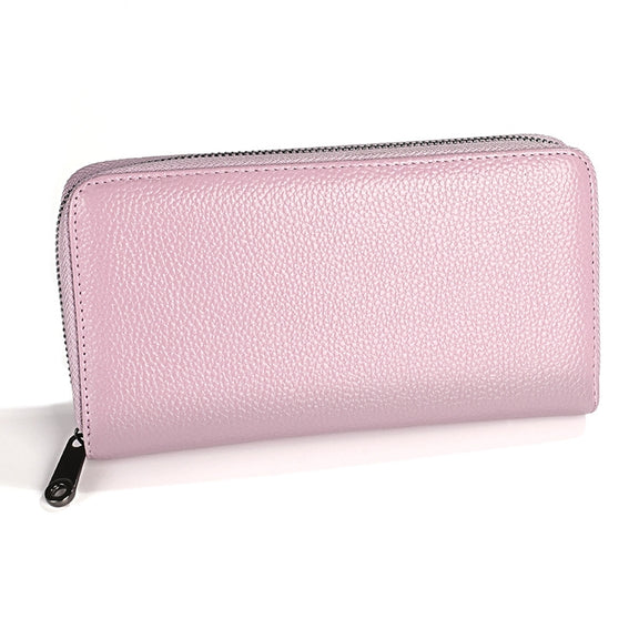 KB196 Top-grain Leather Large Capacity Multi-function 36-Bit Anti-magnetic RFID Organ Card Package Wallet(Purple)