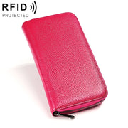 KB196 Top-grain Leather Large Capacity Multi-function 36-Bit Anti-magnetic RFID Organ Card Package Wallet(Rose Red)