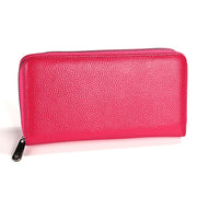 KB196 Top-grain Leather Large Capacity Multi-function 36-Bit Anti-magnetic RFID Organ Card Package Wallet(Rose Red)