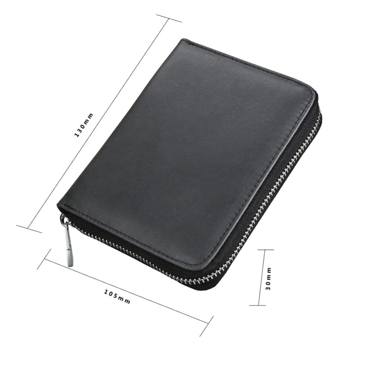 Antimagnetic RFID Multi-functional Genuine Leather Card Package(Black)