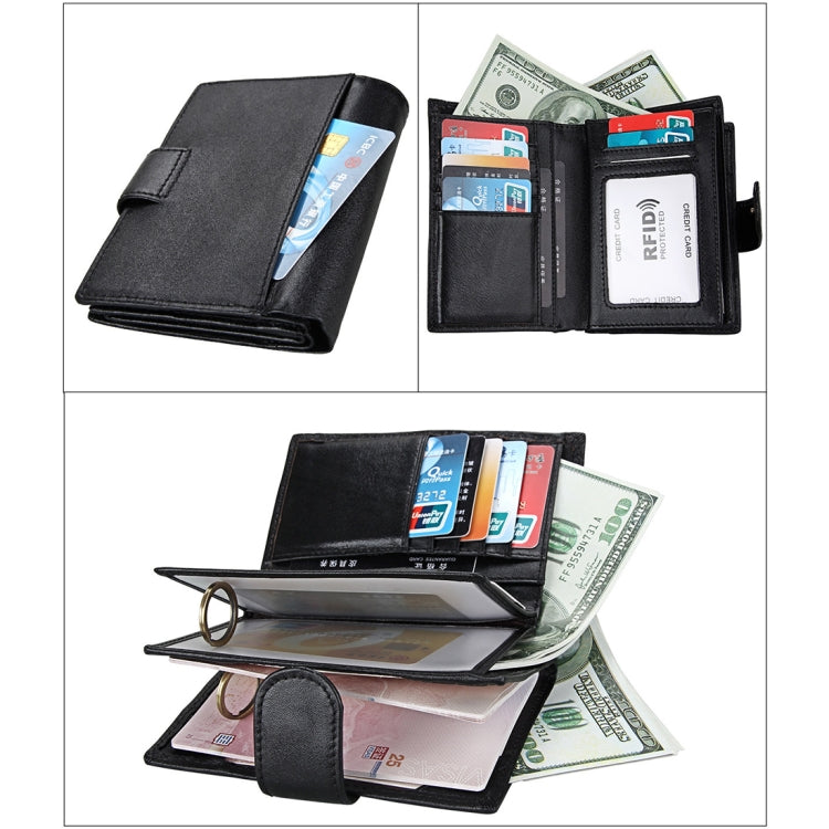 Antimagnet RFID Genuine Leather Wallet / Passport Package / Cowhide Card Slot for man(Black)