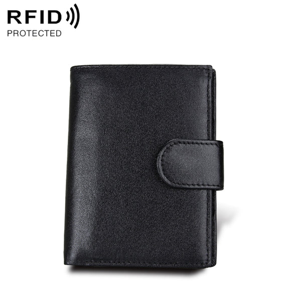 Antimagnet RFID Genuine Leather Wallet / Passport Package / Cowhide Card Slot for man(Black)