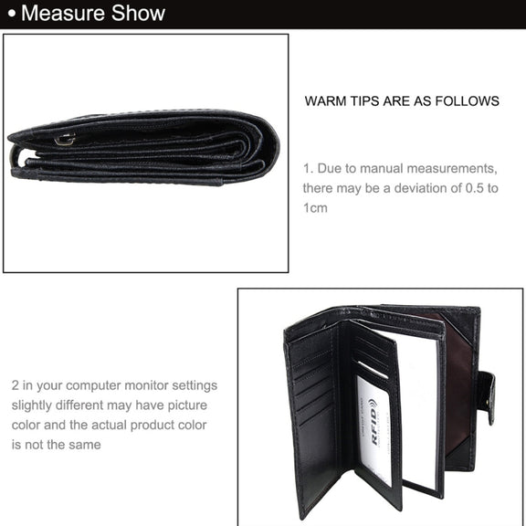 Antimagnet RFID Genuine Leather Wallet / Passport Package / Cowhide Card Slot for man(Black)
