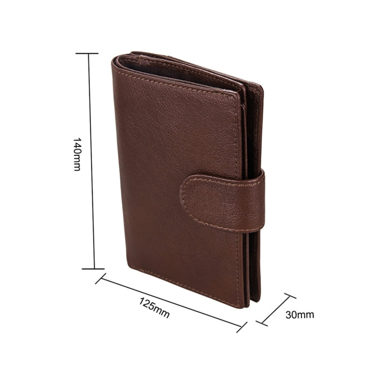 Antimagnet RFID Genuine Leather Wallet / Passport Package / Cowhide Card Slot for man(Coffee)