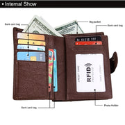 Antimagnet RFID Genuine Leather Wallet / Passport Package / Cowhide Card Slot for man(Coffee)