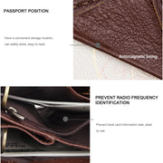 Antimagnet RFID Genuine Leather Wallet / Passport Package / Cowhide Card Slot for man(Coffee)