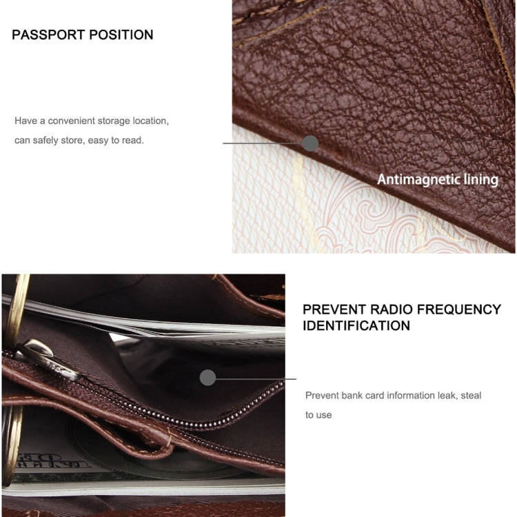 Antimagnet RFID Genuine Leather Wallet / Passport Package / Cowhide Card Slot for man(Coffee)