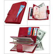 Antimagnet RFID Genuine Leather Wallet / Passport Package / Cowhide Card Slot for man(Red)