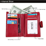 Antimagnet RFID Genuine Leather Wallet / Passport Package / Cowhide Card Slot for man(Red)
