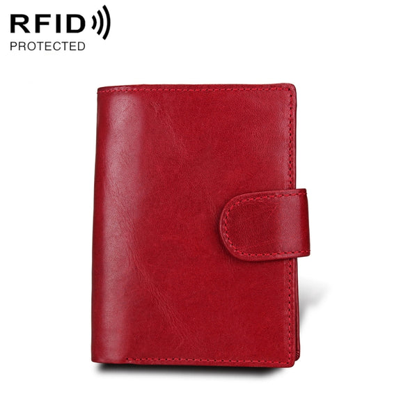 Antimagnet RFID Genuine Leather Wallet / Passport Package / Cowhide Card Slot for man(Red)