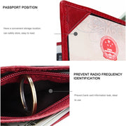 Antimagnet RFID Genuine Leather Wallet / Passport Package / Cowhide Card Slot for man(Red)