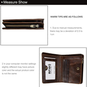 8231 Antimagnetic RFID Men Fashion Crazy Horse Textyure Genuine Leather Wallet Card Bag(Coffee)