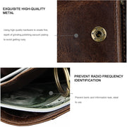 8231 Antimagnetic RFID Men Fashion Crazy Horse Textyure Genuine Leather Wallet Card Bag(Coffee)