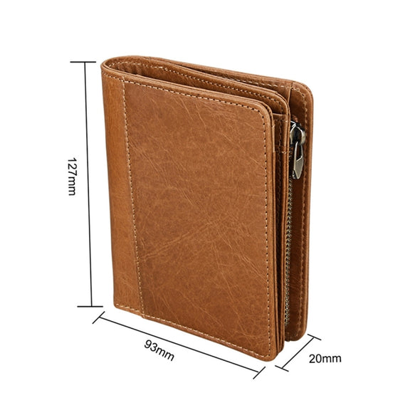 8231 Antimagnetic RFID Men Fashion Crazy Horse Textyure Genuine Leather Wallet Card Bag(Brown)