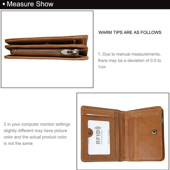 8231 Antimagnetic RFID Men Fashion Crazy Horse Textyure Genuine Leather Wallet Card Bag(Brown)