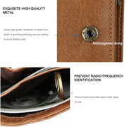 8231 Antimagnetic RFID Men Fashion Crazy Horse Textyure Genuine Leather Wallet Card Bag(Brown)
