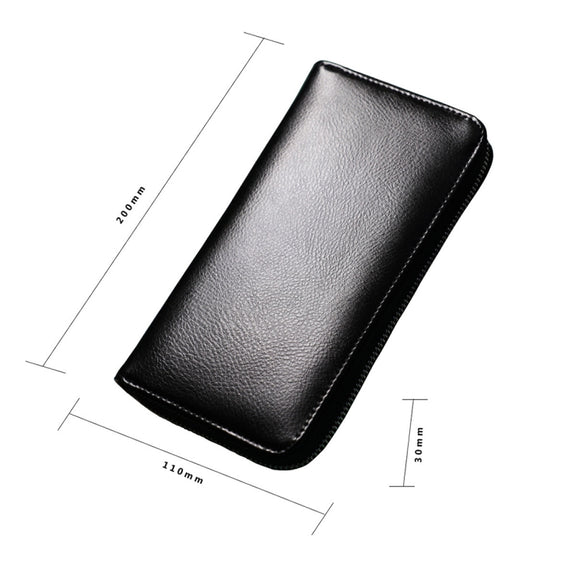 Antimagnetic RFID Large Capacity Long Style Genuine Leather Passport Package / Multifunctional and Many Card Slots Card Package(Black)