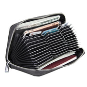 Antimagnetic RFID Large Capacity Long Style Genuine Leather Passport Package / Multifunctional and Many Card Slots Card Package(Black)