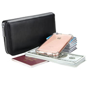 Antimagnetic RFID Large Capacity Long Style Genuine Leather Passport Package / Multifunctional and Many Card Slots Card Package(Black)