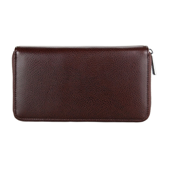 Antimagnetic RFID Large Capacity Long Style Genuine Leather Passport Package / Multifunctional and Many Card Slots Card Package(Coffee)