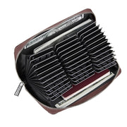 Antimagnetic RFID Large Capacity Long Style Genuine Leather Passport Package / Multifunctional and Many Card Slots Card Package(Coffee)