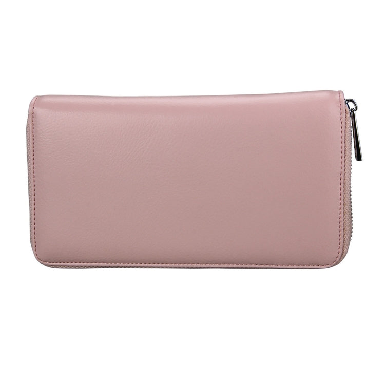 Antimagnetic RFID Large Capacity Long Style Genuine Leather Passport Package / Multifunctional and Many Card Slots Card Package(Pink)