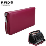 Antimagnetic RFID Large Capacity Long Style Genuine Leather Passport Package / Multifunctional and Many Card Slots Card Package(Purple)