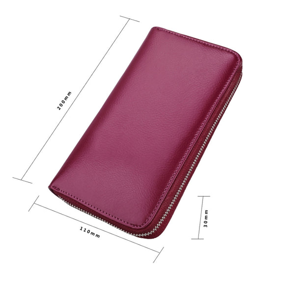 Antimagnetic RFID Large Capacity Long Style Genuine Leather Passport Package / Multifunctional and Many Card Slots Card Package(Purple)