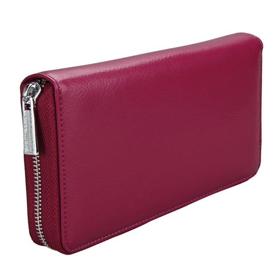 Antimagnetic RFID Large Capacity Long Style Genuine Leather Passport Package / Multifunctional and Many Card Slots Card Package(Purple)