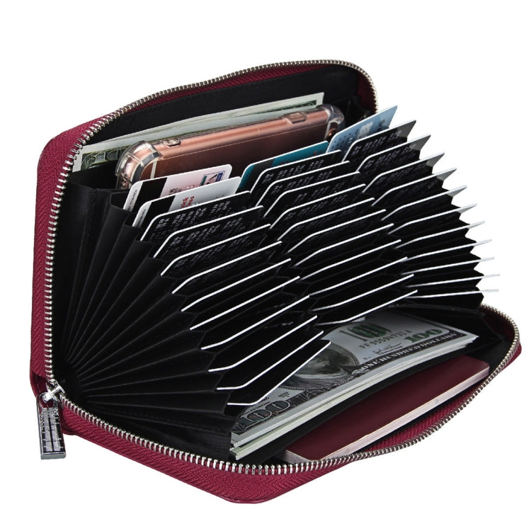 Antimagnetic RFID Large Capacity Long Style Genuine Leather Passport Package / Multifunctional and Many Card Slots Card Package(Purple)