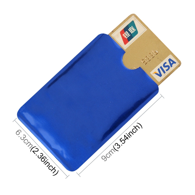 100pcs Aluminum Foil RFID Blocking Credit Card ID Bank Card Case Card Holder Cover, Size: 9 x 6.3cm (Blue)