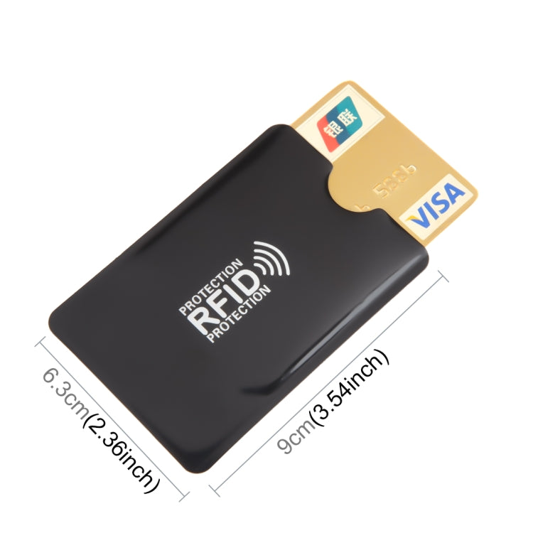 100pcs Aluminum Foil RFID Blocking Credit Card ID Bank Card Case, Size: 9 x 6.3cm (Black)