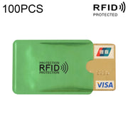 100pcs Aluminum Foil RFID Blocking Credit Card ID Bank Card Case Card Holder Cover, Size: 9 x 6.3cm (Green)
