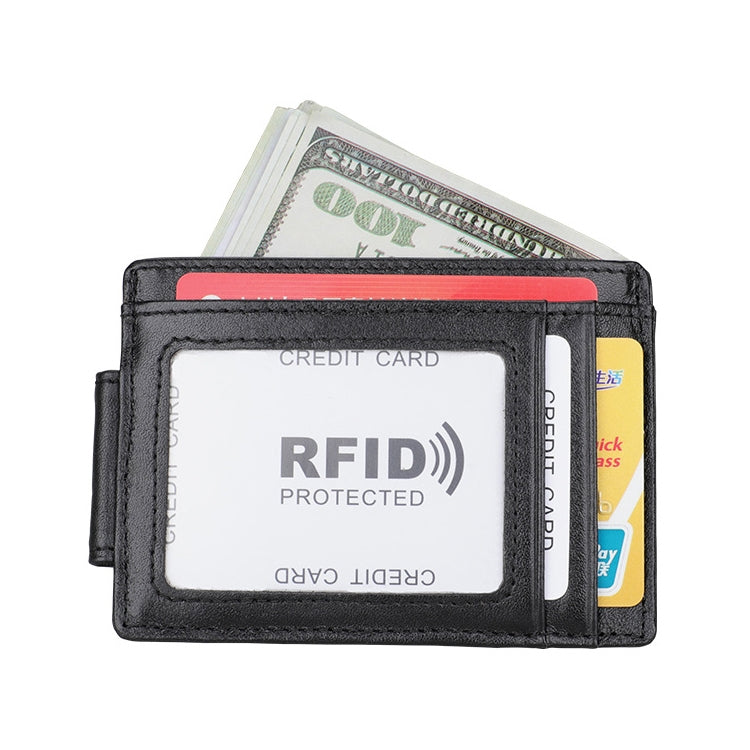 KB80 Antimagnetic RFID Crazy Horse Texture Oil Wax Leather Card Holder Wallet Billfold for Men and Women (Black)