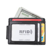KB80 Antimagnetic RFID Crazy Horse Texture Oil Wax Leather Card Holder Wallet Billfold for Men and Women (Black)