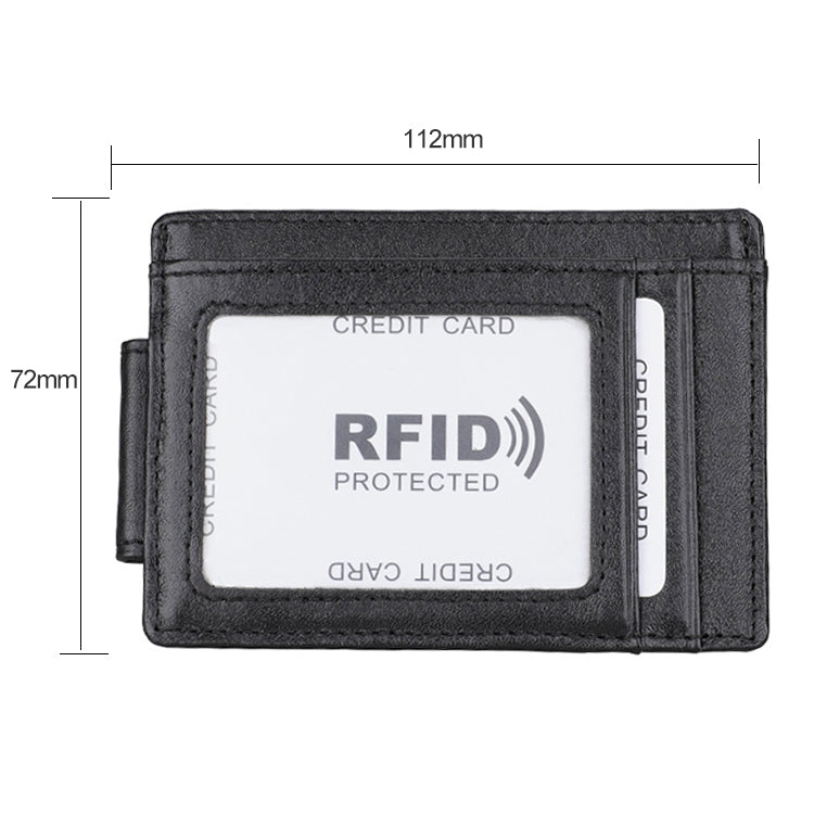 KB80 Antimagnetic RFID Crazy Horse Texture Oil Wax Leather Card Holder Wallet Billfold for Men and Women (Black)