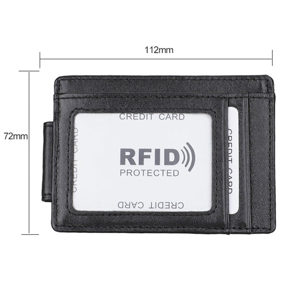 KB80 Antimagnetic RFID Crazy Horse Texture Oil Wax Leather Card Holder Wallet Billfold for Men and Women (Black)