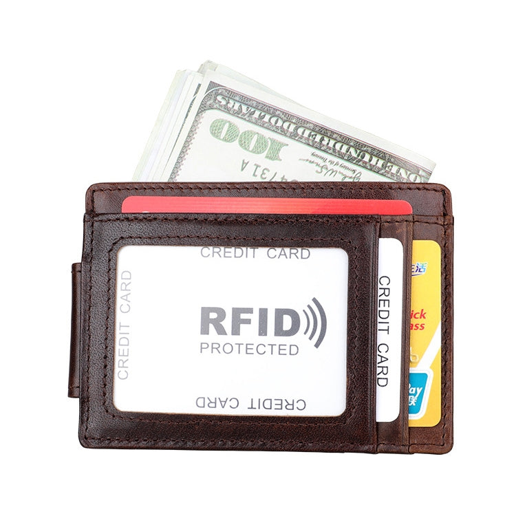 KB80 Antimagnetic RFID Crazy Horse Texture Oil Wax Leather Card Holder Wallet Billfold for Men and Women (Coffee)